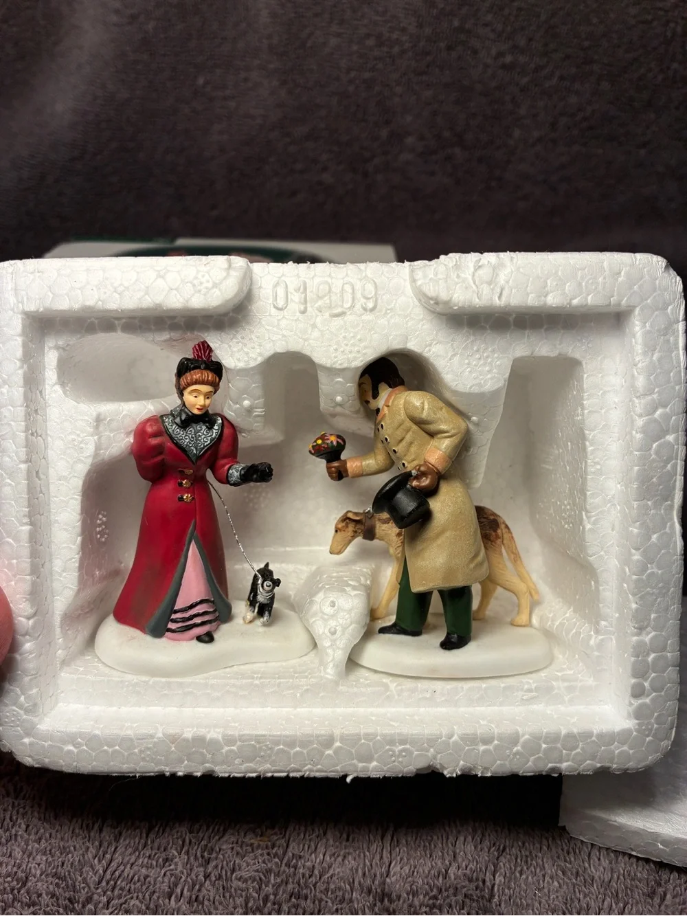 Department 56 Dickens Village Couple Figurine Set in Red and Tan